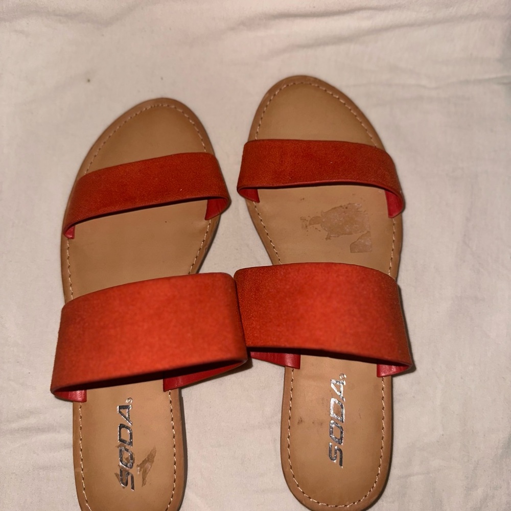 Soda Orange Sandals Minimalist Flat Design